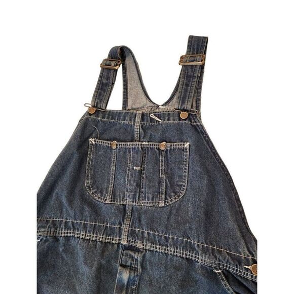 Vintage 80s Roebucks Mens Long Blue Demin Overalls 54 Farmer Ranch Country - Picture 2 of 9